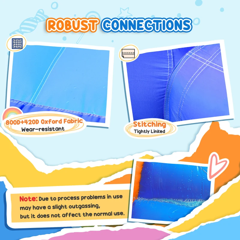 Outsunny Bouncy Castle Inflatable Basket Trampoline Slide Monster Design for Kids Age 3-8, Blue