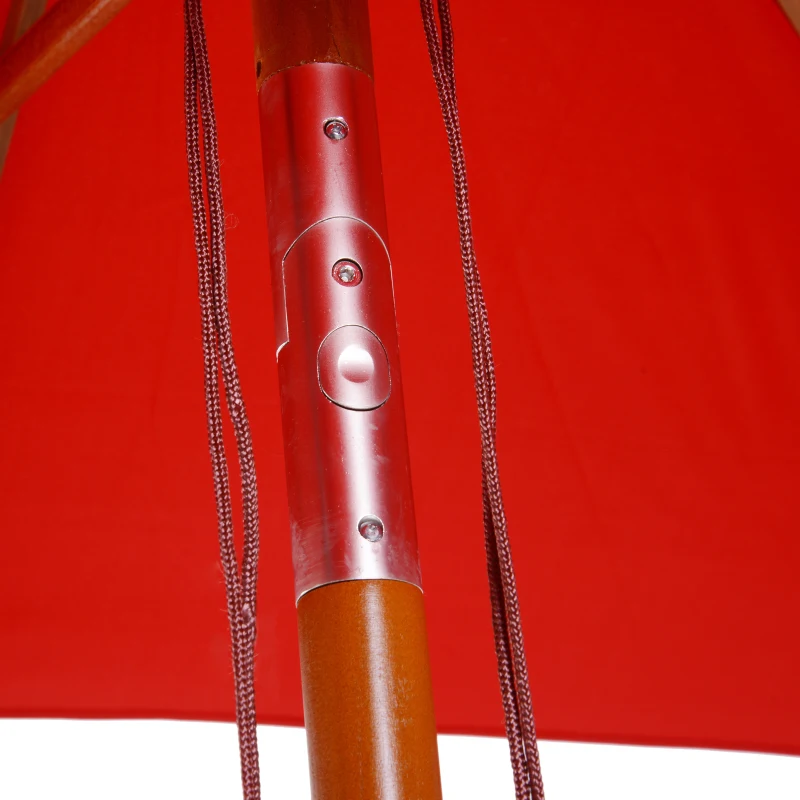 Outsunny Ombrellone da Giardino Rettangolare Inclinabile Legno Poliestere ad Alta Densità, 200x150x235 cm, Rosso