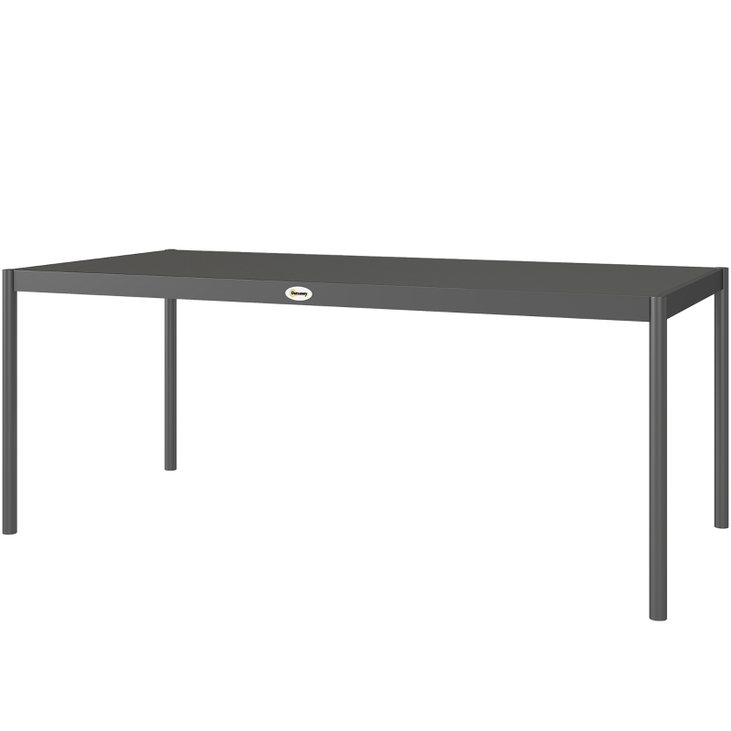 Outsunny Tavolo da Pranzo a Doghe Rettangolare per Giardino in Acciaio, 186x90x74 cm, Grigio Scuro