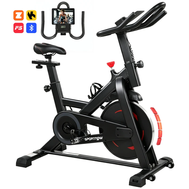 SPORTNOW Exercise Bike, Indoor Stationary Bike with Smart APP, 0-100% Magnetic Resistance, Adjustable Seat & Handlebars