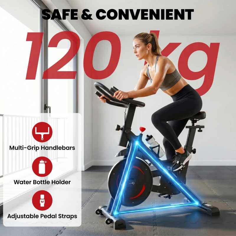 SPORTNOW Exercise Bike, Indoor Stationary Bike with Smart APP, 0-100% Magnetic Resistance, Adjustable Seat & Handlebars