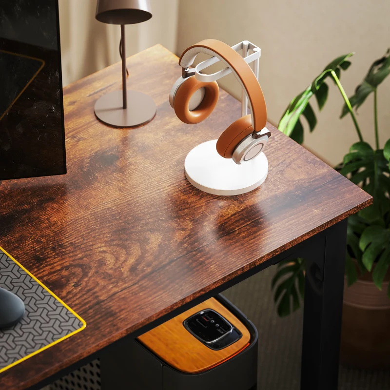 HOMCOM Scrivania per PC stile rustico con ampio piano, Marrone