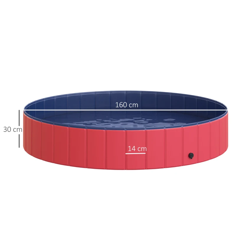 Pawhut hondenbad hondenzwembad waterbak zwembad Ø80 / 120 / 160 cm blauw/rood