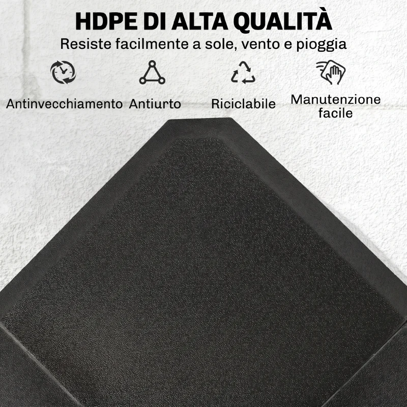 Outsunny Base per Ombrellone a Braccio da 4 Pezzi Riempibile con Acqua o Sabbia per Basi a Croce da 100x100cm, Nero