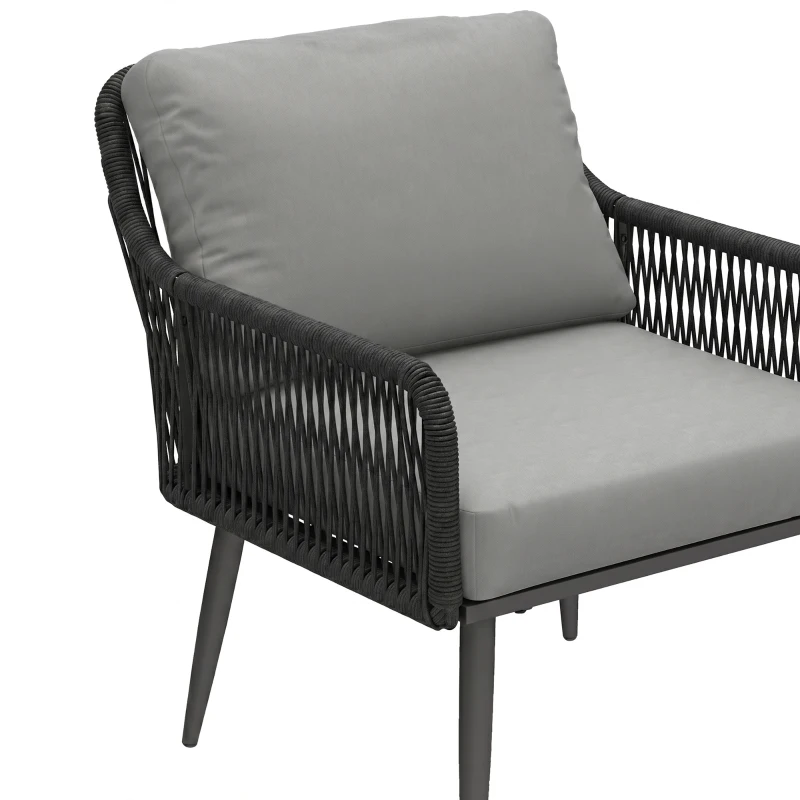 Outsunny Rattan Garden Furniture Set, 4 Piece Outdoor Patio Furniture with Tempered Glass Table and Chairs, Indoor Balcony Conservatory Set