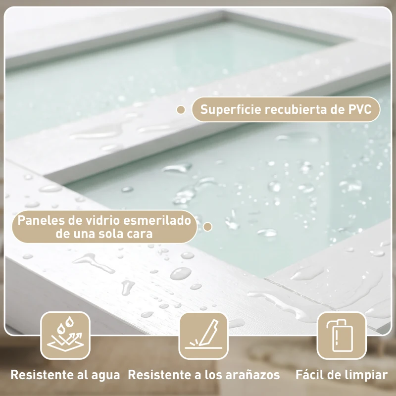 HOMCOM Puerta Corredera Interior 91x213 cm con Kit de Montaje, MDF y Vidrio Esmerilado, Riel y Herrajes, Blanco