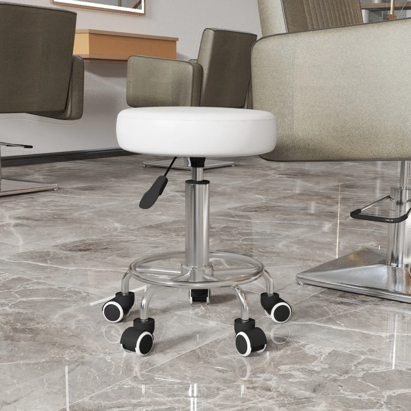 Vinsetto Scaun de salon, reglabil pe înălțime, piele ecologică, până la 110 kg, Ø42x50-64H cm, Alb