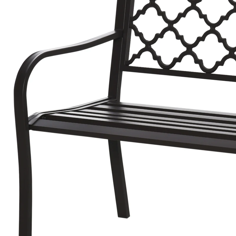 Outsunny Panca 3 Posti da Giardino e Terrazza, Stile Country Chic, in Metallo Epossidico Anticorrosione e Ghisa, 128x60x89 cm, Marrone