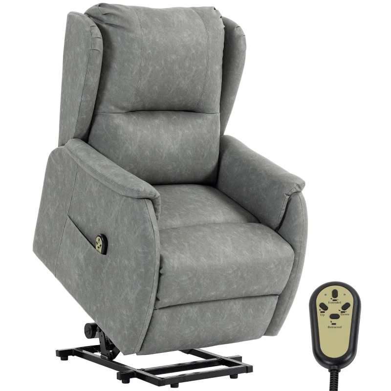 HOMCOM Power Lift Recliner Chair, Dual Motor Electric Lift Chair for Elderly with Remote Control, Grey