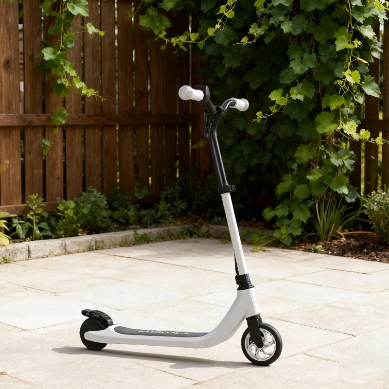 HOMCOM Monopattino Elettrico da 6 anni, Autonomia 6 km e Telaio in Acciaio, 76x53x95 cm, Nero e Bianco