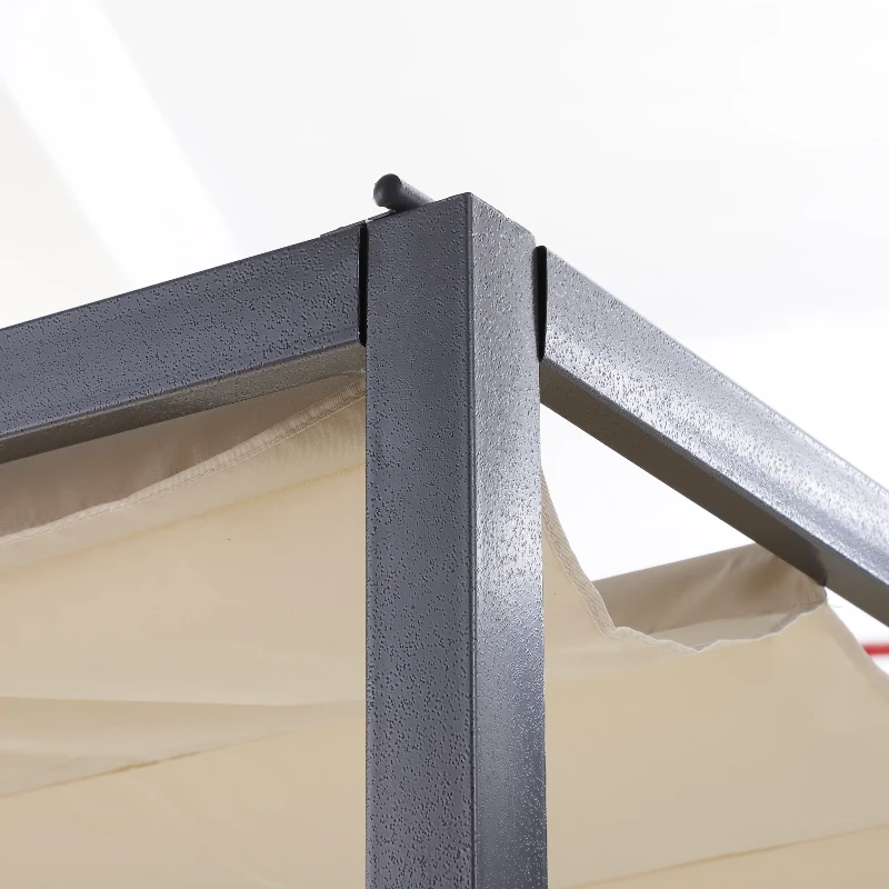 Outsunny 3 x 2.8m Metal Pergola, with Retractable Fabric Roof - Beige