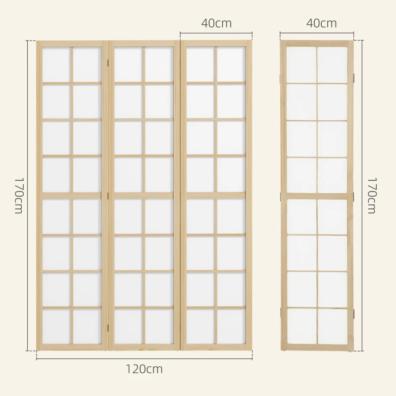 HOMCOM Separator de încăperi pliabil, paravan independent pentru living, dormitor, birou, 120 x 170 cm