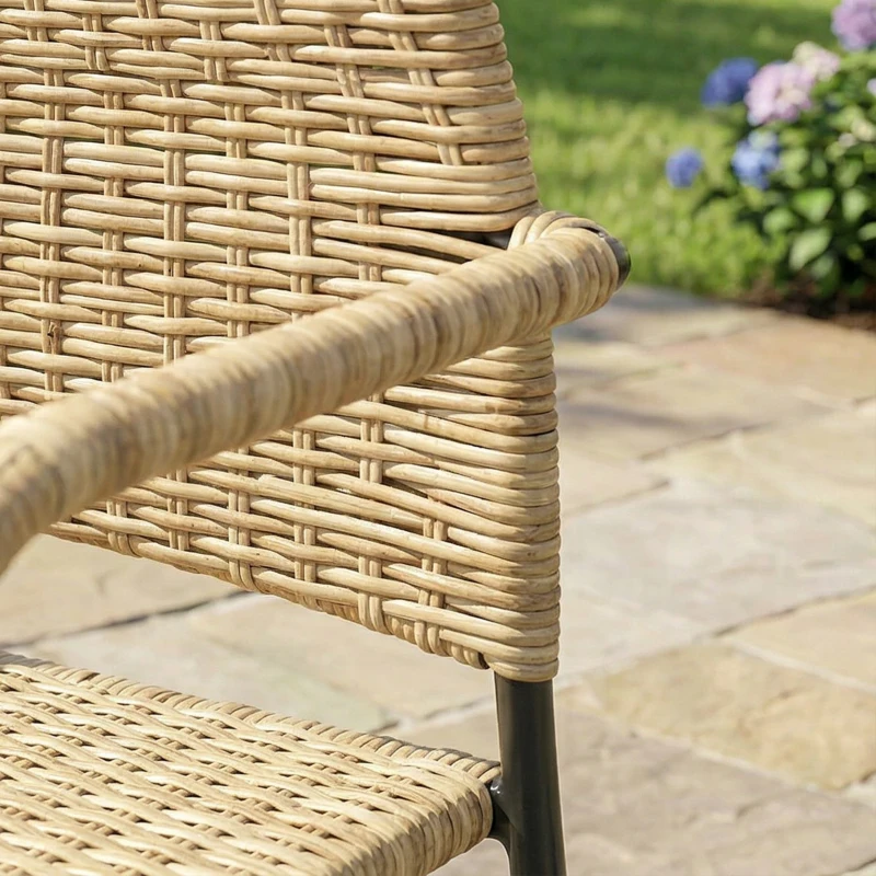 Outsunny 4 Seater Rattan Dining Set with Parasol, 6 Piece Garden Table and Stackable Chairs with Tempered Glass Tabletop