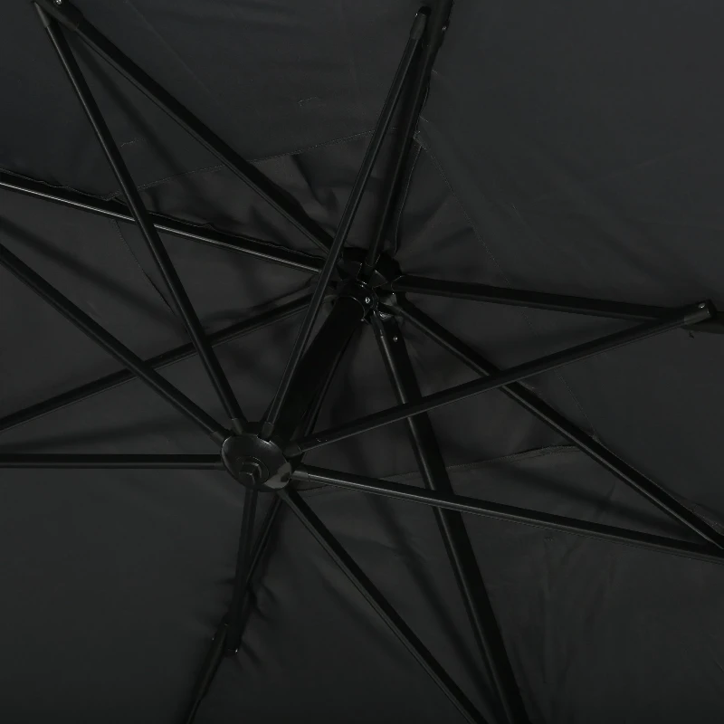 Outsunny Patio Offset Parasol Umbrella, Cross Base Included, Weights Required - Dark Grey