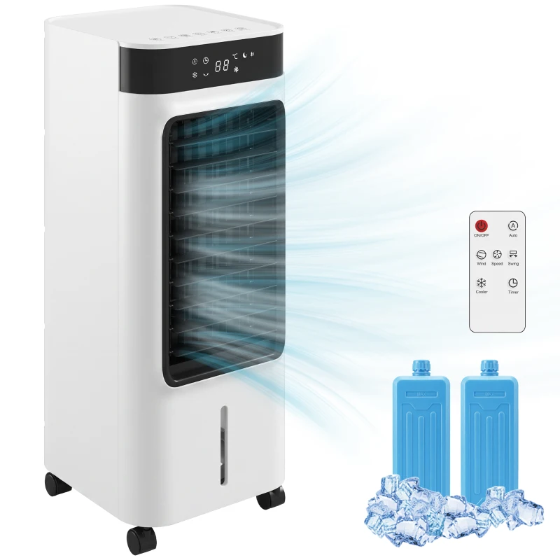 HOMCOM Climatizador Evaporativo 3 en 1 con Depósito de 7 L Oscilación 48° 3 Velocidades 3 Modos Temporizador 24h Blanco