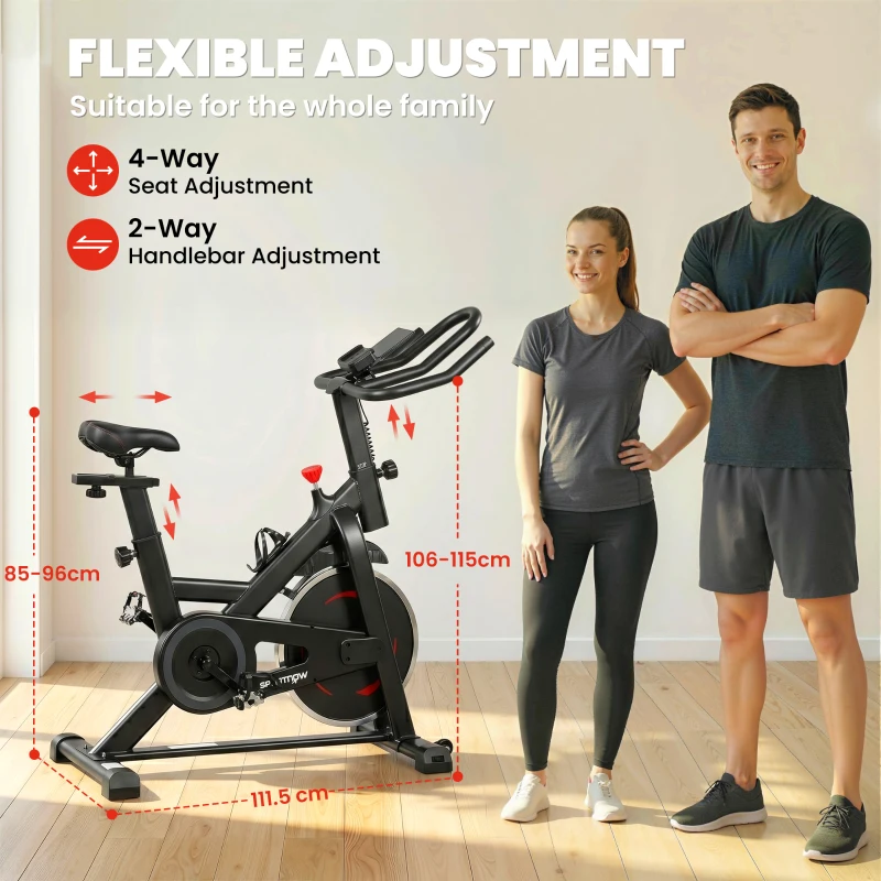SPORTNOW Exercise Bike, Indoor Stationary Bike with Smart APP, 0-100% Magnetic Resistance, Adjustable Seat & Handlebars