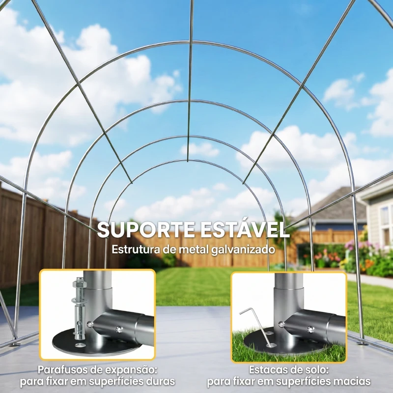 Outsunny Garagem Exterior 3x6 m Impermeável com Tecido PE Resistente e Estrutura de Metal Galvanizado UPF 30+ Branco