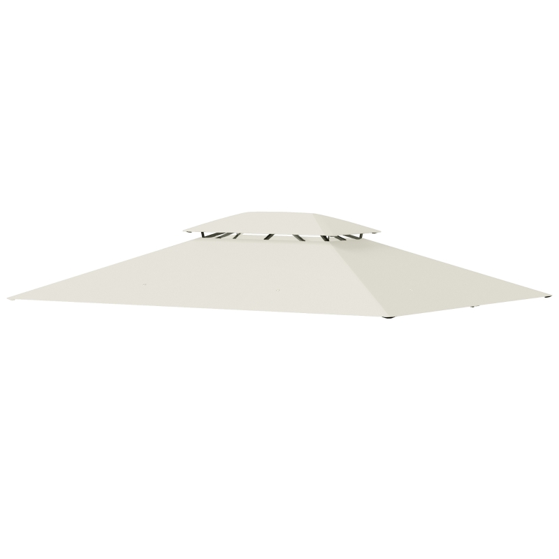 Outsunny Techo de Repuesto 4x3 m para Cenador de Jardín 2 Niveles Transpirable con 8 Orificios de Drenaje Cubierta Superior de Reemplazo para Pabellón Gazebo Exterior Beige