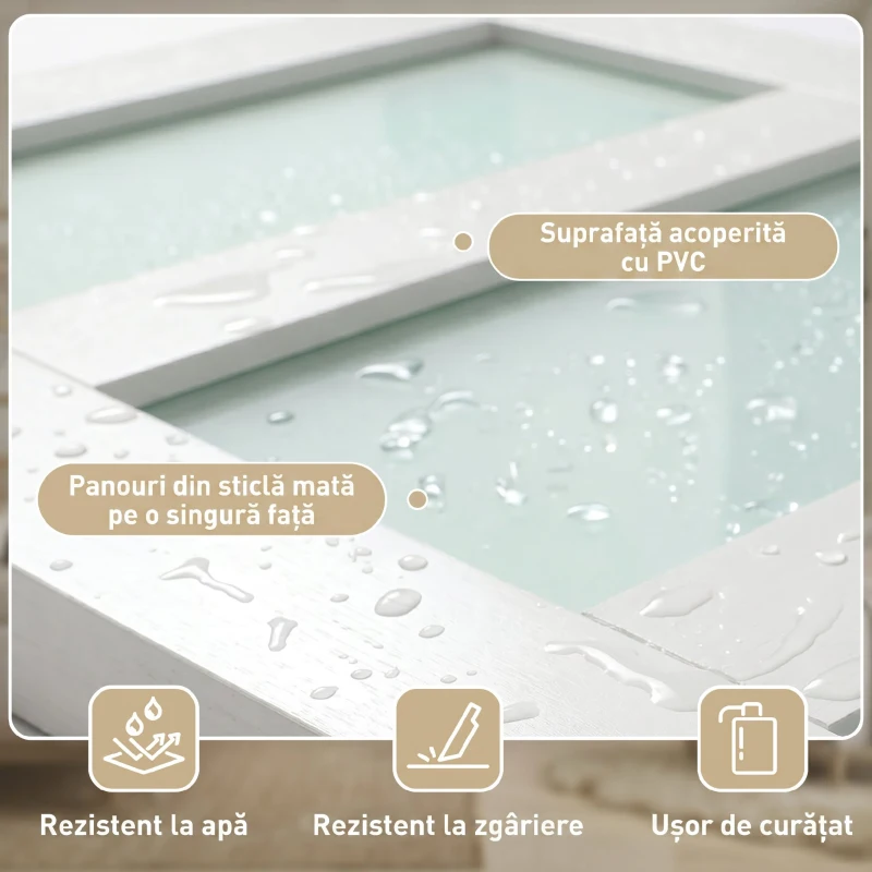 HOMCOM Ușă Culisantă Interior Rustică cu Șină Silențioasă, Kit Feronerie și Mâner, Alb