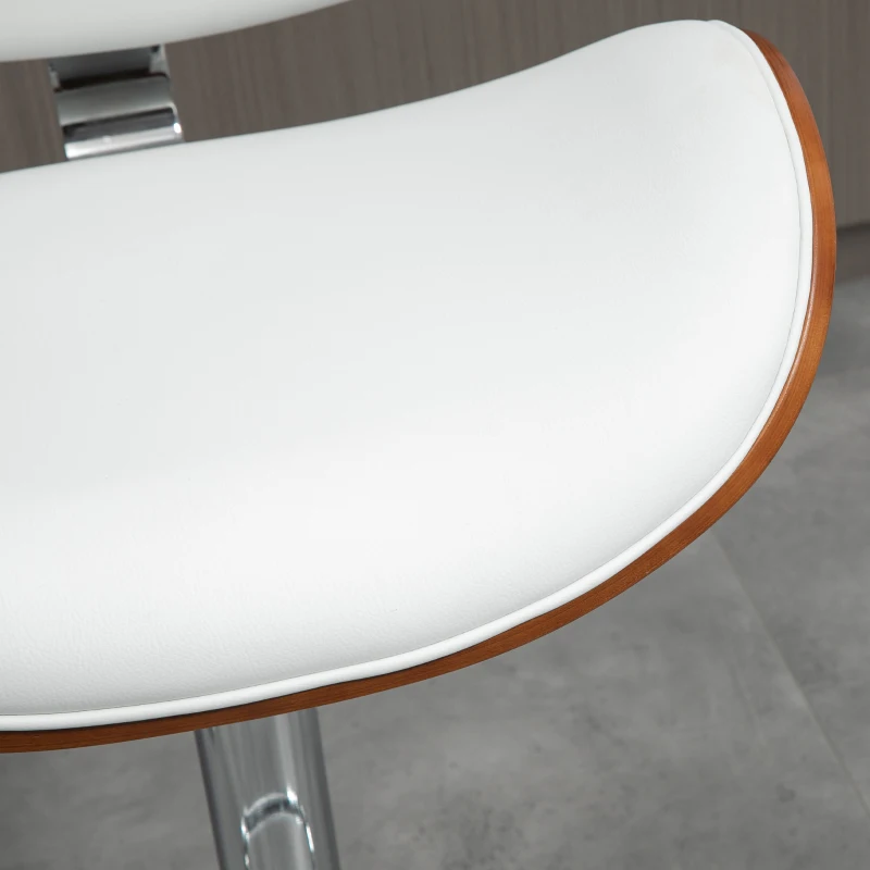 HOMCOM Set da 2 Sgabelli da Bar Altezza Regolabile, 53x52x112 cm, Bianco