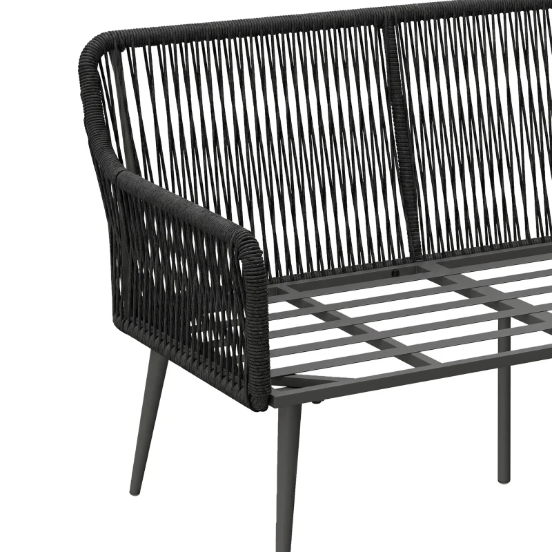 Outsunny Rattan Garden Furniture Set, 4 Piece Outdoor Patio Furniture with Tempered Glass Table and Chairs, Indoor Balcony Conservatory Set