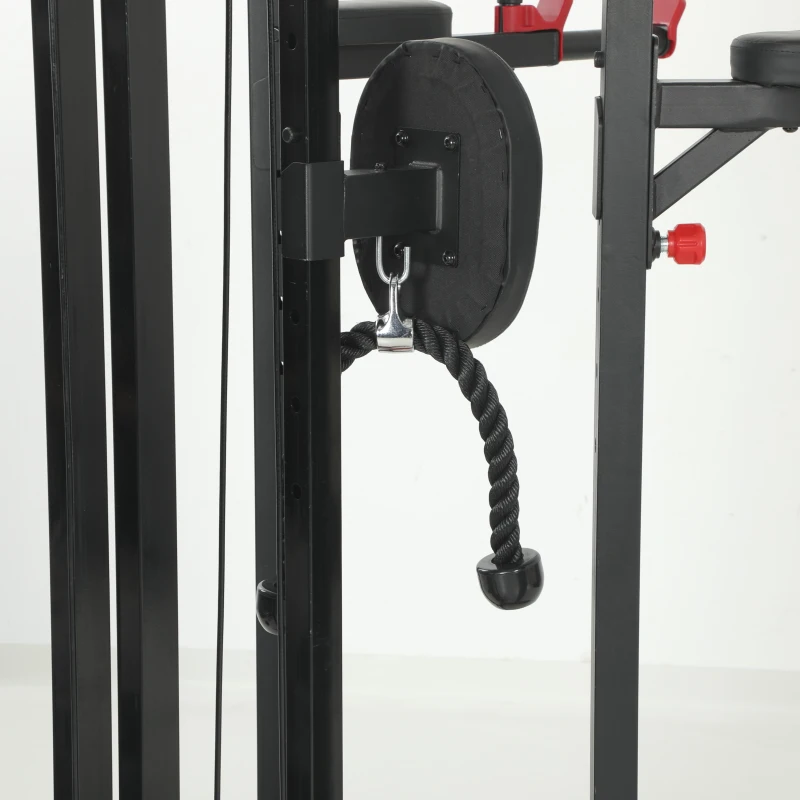 SPORTNOW Power Tower with Lat Pull Down Machine, Pull Up Bar, Dip Station, Adjustable Height Power Pack for Home Gym