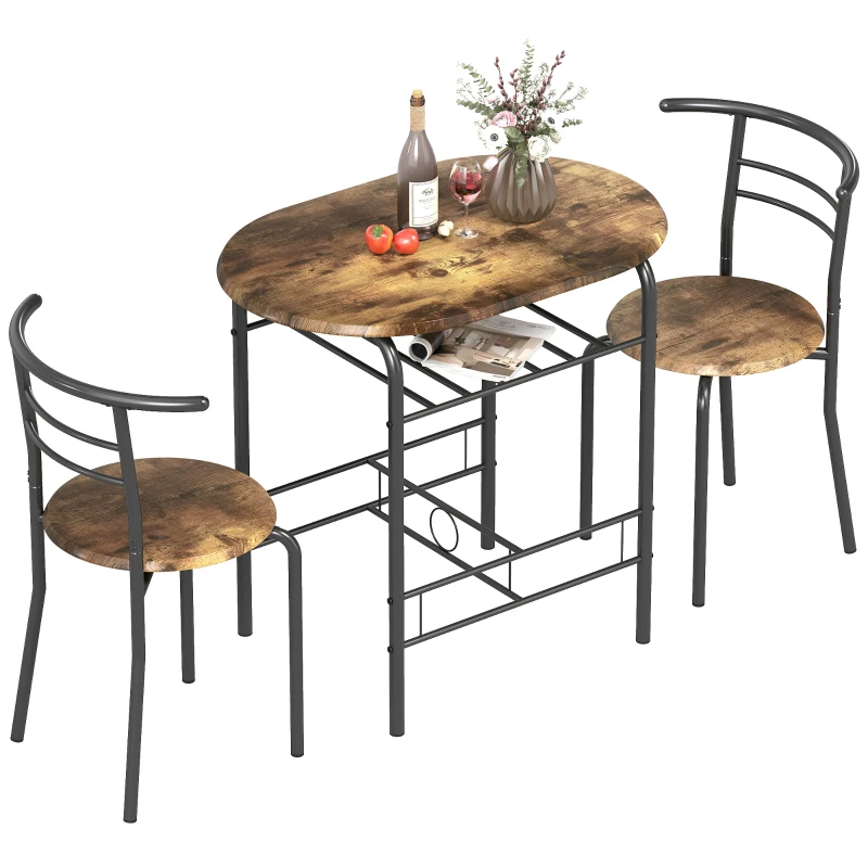 HOMCOM Three-Piece Compact Dining Set - Rustic Brown