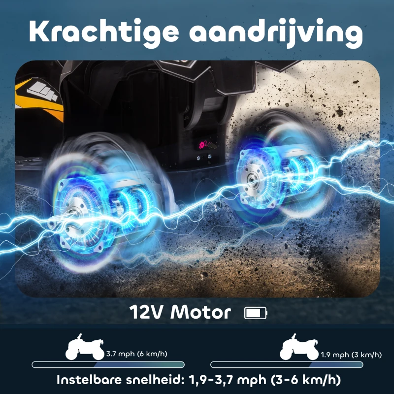 HOMCOM Elektrische quad met MP3-speler en schokdempers voor 3-5 jaar, Geel+Zwart(m-6)