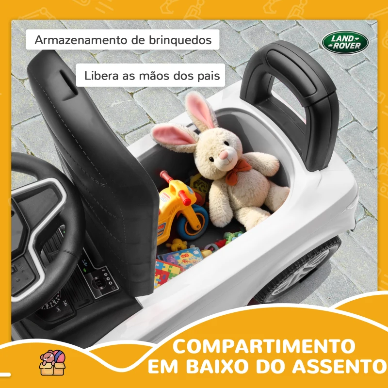 AIYAPLAY Carro Andador para Crianças  com Licença de Land Rover com Armazenamento Buzina Sons de Motor 65,5x28x42 cm Branco