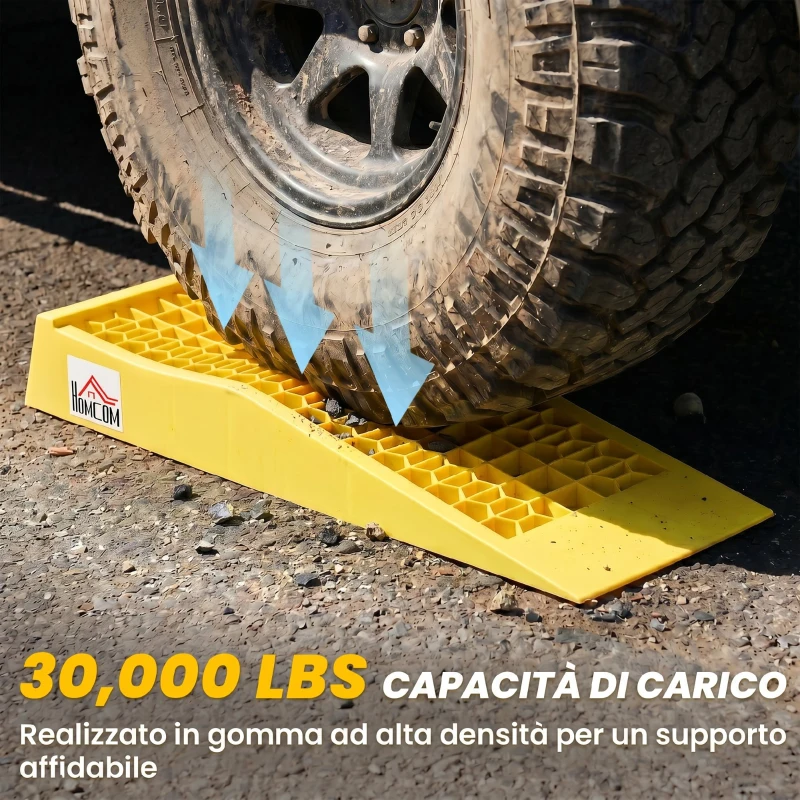 HOMCOM Set 2 Rampe di Carico in Plastica per Auto con Capacità 3 Tonnellate e Superficie Antiscivolo, Giallo