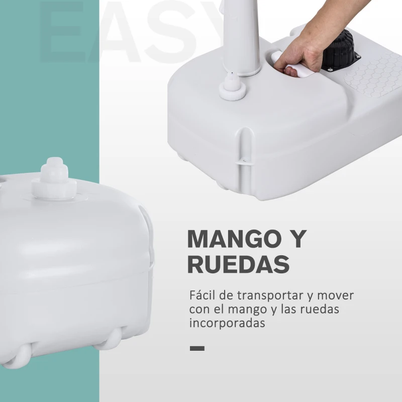 Outsunny Lavamanos Portátil Estación de Lavado para Actividades al Aire Libre y Camping con Tanque de Agua de 17L Dispensador de Jabón Toallero y 2 Ruedas HDPE para Eventos, Reuniones Gris Claro