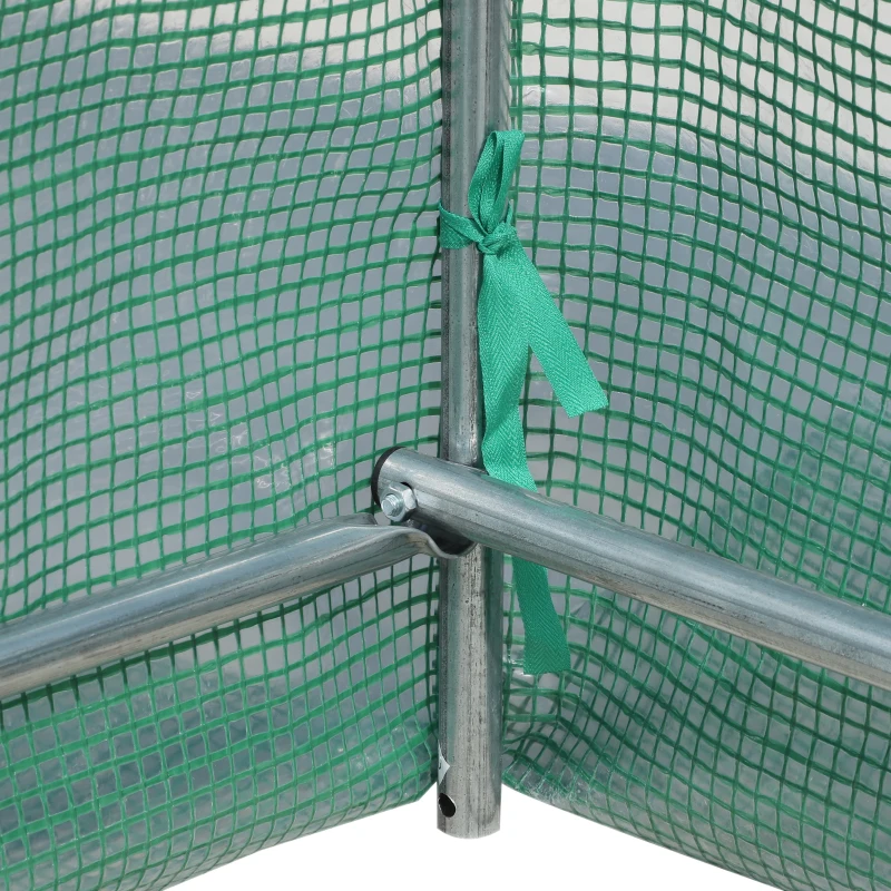 Outsunny Estufa tipo Túnel 500x200x205 cm Estufa de Jardim com Porta Enrolável e 8 Janelas Cobertura de PE 140 g/m² Verde