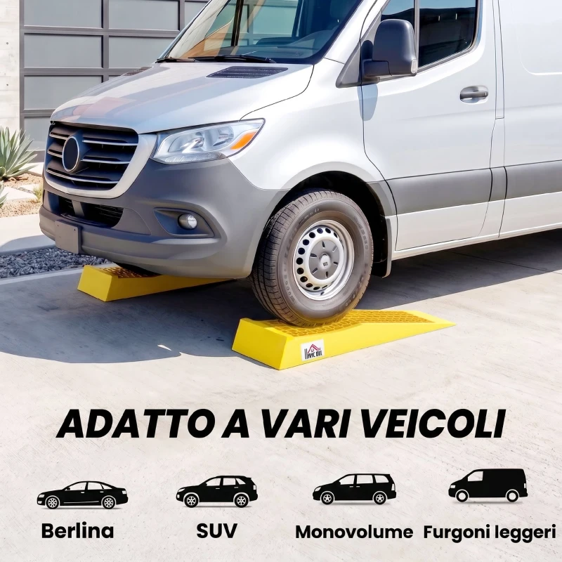 HOMCOM Set 2 Rampe di Carico in Plastica per Auto con Capacità 3 Tonnellate e Superficie Antiscivolo, Giallo