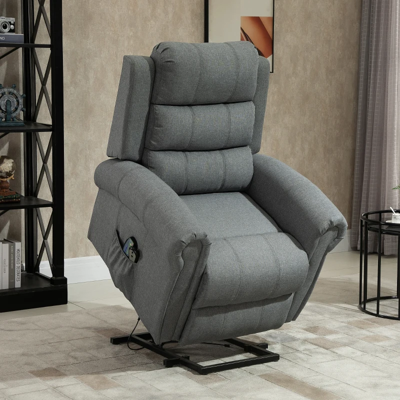 HOMCOM Poltrona Reclinável Elétrica Levanta Pessoas com Massagem Vibratória e Aquecimento 90x91x106 cm Cinza
