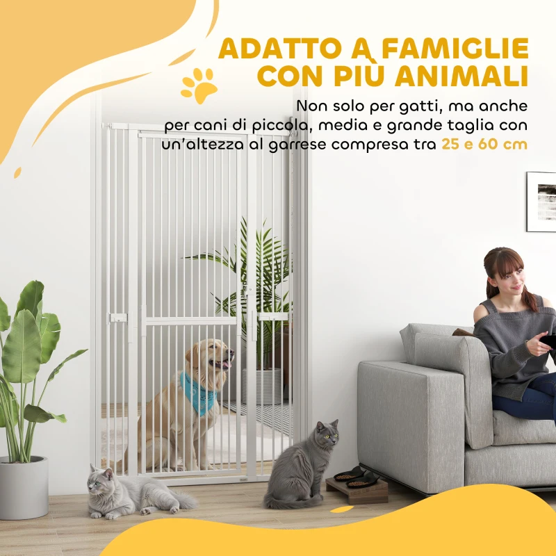 PawHut Cancellino per Cani e Gatti Alto 180 cm, Estensibile da 77-104 cm e Montaggio a Pressione, Bianco