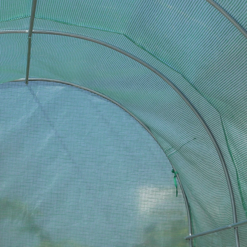 Outsunny Estufa tipo Túnel 500x200x205 cm Estufa de Jardim com Porta Enrolável e 8 Janelas Cobertura de PE 140 g/m² Verde