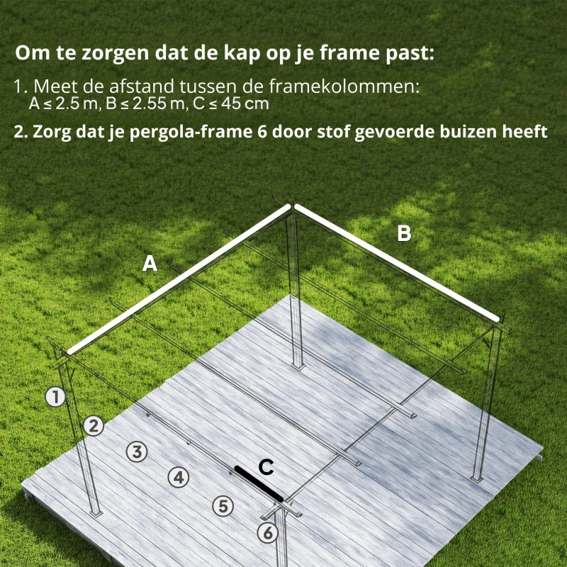 Outsunny Vervangingsdak voor 3 x 3 m pergola, intrekbaar, met regenafvoergaten, weerbestendig, Polyester, bruin(m-4)