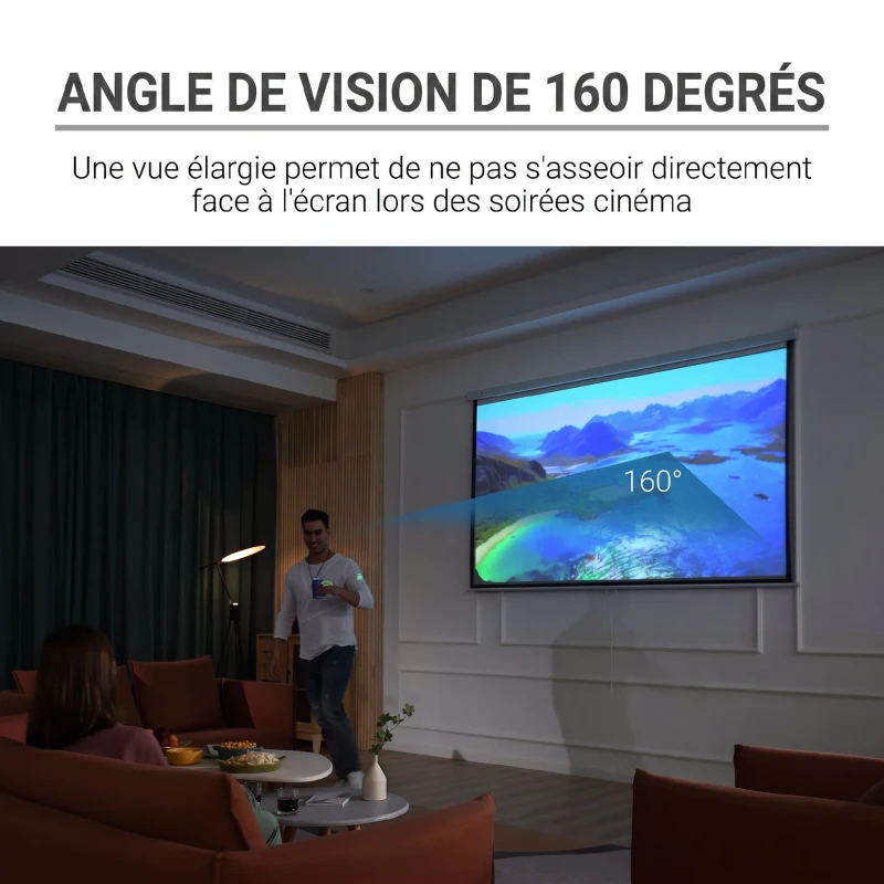 HOMCOM Écran de Projection 120" 4:3 HD 4K, Boîtier en Métal, Écran Hauteur Réglable Manuellement, 244x183cm, Blanc