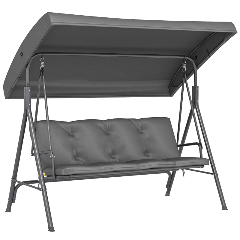 Outsunny Three-Seater Garden Swing Seat - Dark Grey