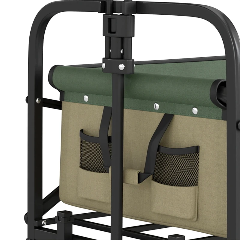Outsunny Opvouwbare Bolderkar, 110 L, tot 100 kg, Telescopische handgreep, Stalen frame, 94 x 57 x 77-100 cm, Khaki