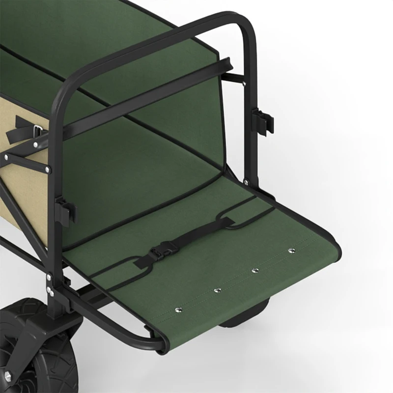 Outsunny Opvouwbare Bolderkar, 110 L, tot 100 kg, Telescopische handgreep, Stalen frame, 94 x 57 x 77-100 cm, Khaki