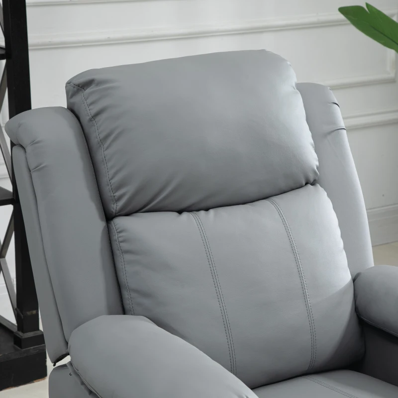 HOMCOM Riser and Recliner Chair with Vibration Massage, PU Leather Power Lift Chair for Elderly, Grey