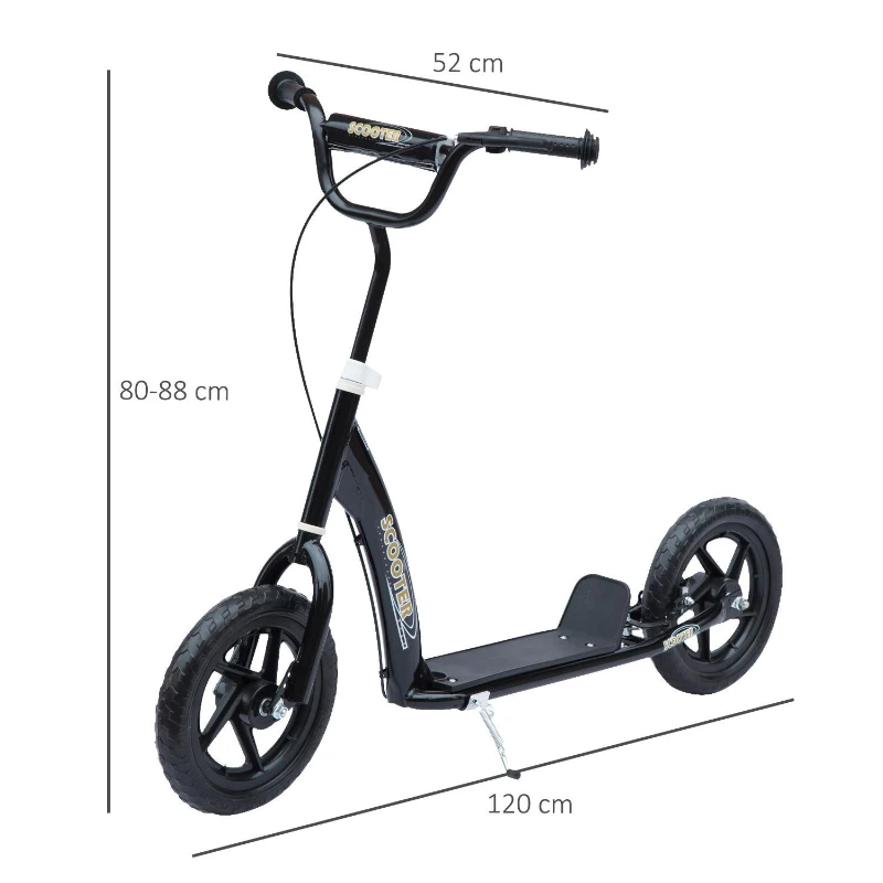 HOMCOM kinderstep scooter step stadsscooter kinderscooter kickboard 12 inch zwart 120 x 52 x 80-88 cm