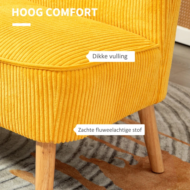 HOMCOM Tweezitsbank in elegant Scandinavisch ontwerp, stevig houten frame, tot 150 kg, 117 x 56,5 x 77 cm, Geel(m-4)
