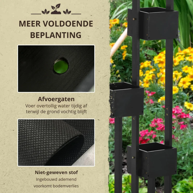 Outsunny bloembak, verhoogd bed, plantenbak met latwerk muur groentebed hout(m-5)