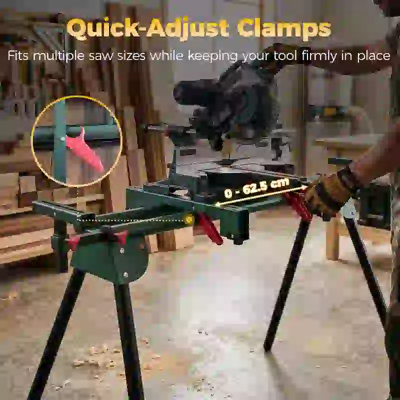 HOMCOM Universal Mitre Saw Stand with Adjustable Rollers and Support Arms, Portable Miter Saw Stand with Folding Legs