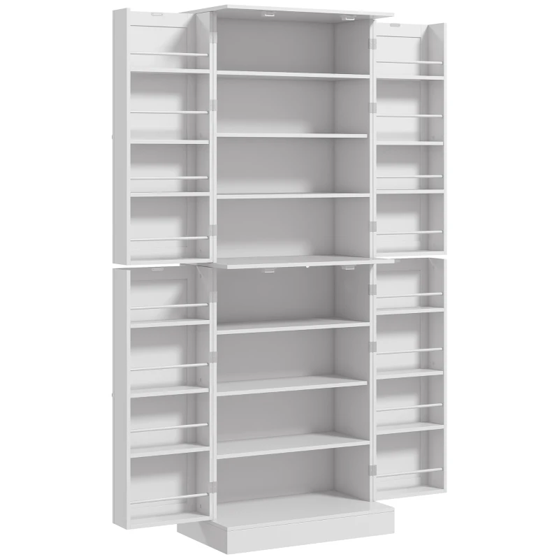 HOMCOM Armoire de cuisine buffet cuisine avec placards, étagère réglable et porte-épices, 60 x 35 x 166 cm, blanc