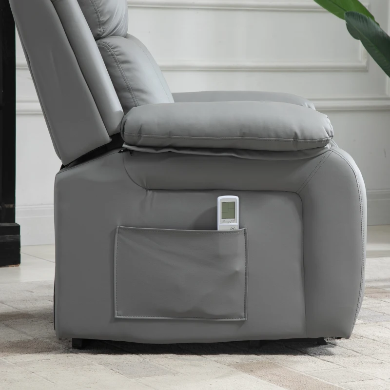HOMCOM Riser and Recliner Chair with Vibration Massage, PU Leather Power Lift Chair for Elderly, Grey