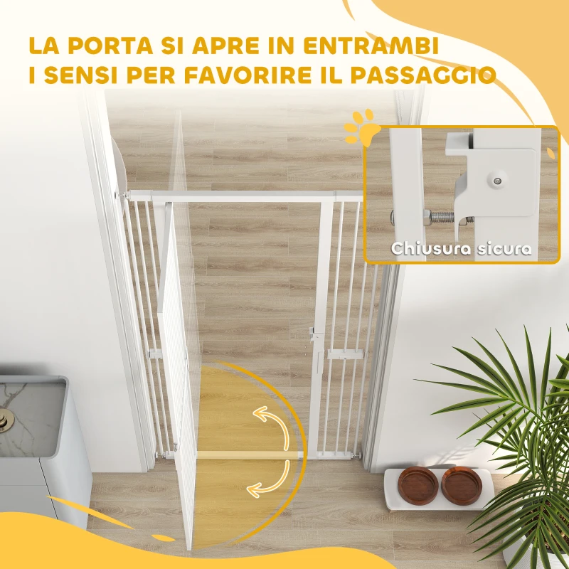 PawHut Cancellino per Cani e Gatti Alto 180 cm, Estensibile da 77-104 cm e Montaggio a Pressione, Bianco
