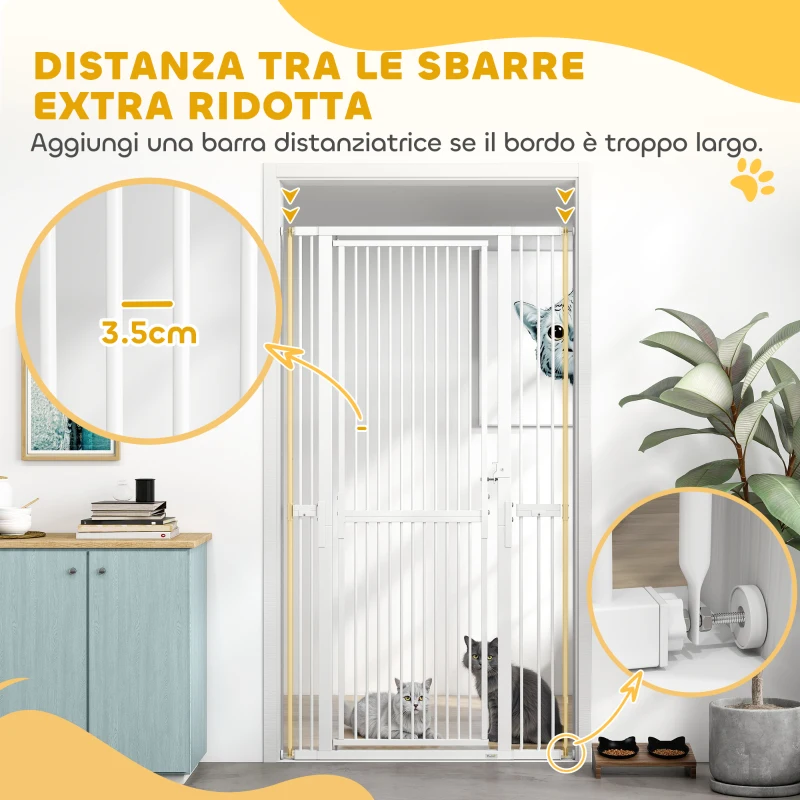 PawHut Cancellino per Cani e Gatti Alto 180 cm, Estensibile da 77-104 cm e Montaggio a Pressione, Bianco